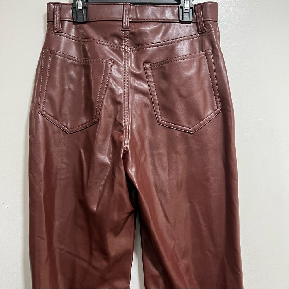 Abercrombie & Fitch Vegan Leather 90s Straight Pants Burgundy Size 4 - Picture 6 of 10